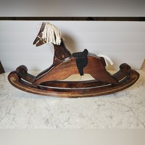 Vintage Handcrafted Amish Rustic Country Wooden Rocking Horse Decor